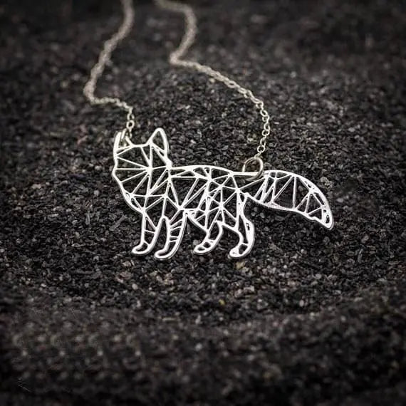 Geometric Origami Inspired Fox Necklace Gifts for Designers