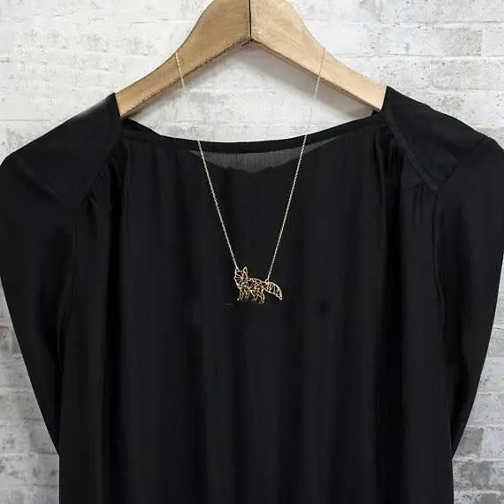 Geometric Origami Inspired Fox Necklace Gifts for Designers