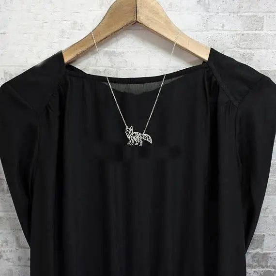 Geometric Origami Inspired Fox Necklace Gifts for Designers