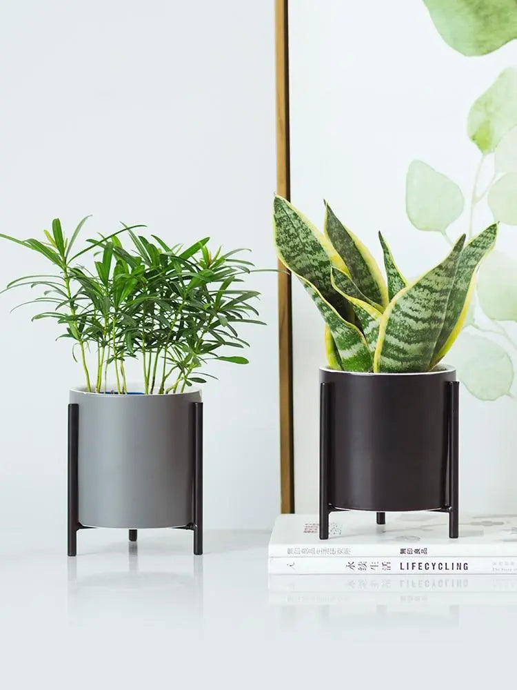 Simple Wrought Iron Ceramic Minimalist Flower Pots Gifts for Designers