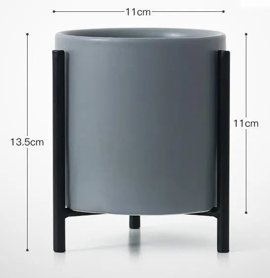 Simple Wrought Iron Ceramic Minimalist Flower Pots Gifts for Designers