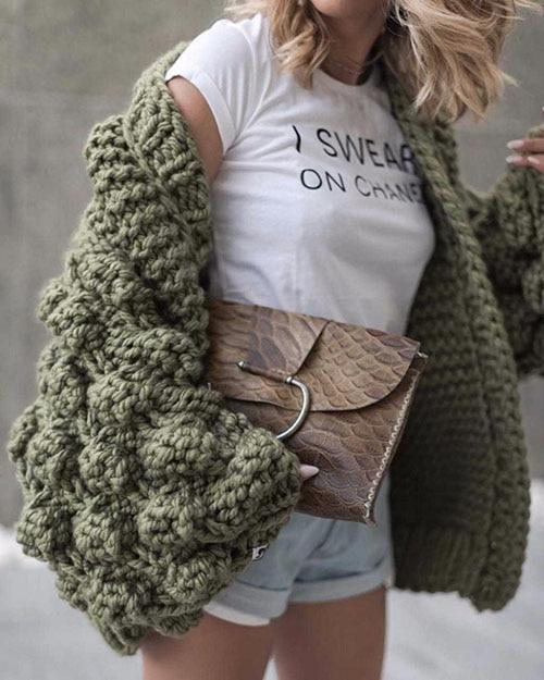 Cardigan en maille super épaisse | Pull en maille épaisse