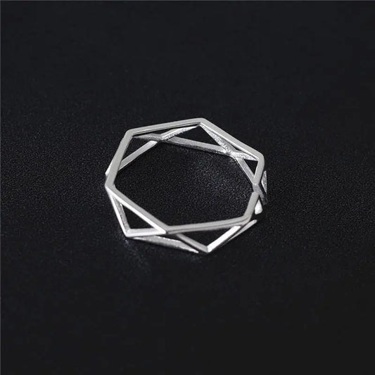 925 Solid Sterling Silver Polygon Ring Gifts for Designers