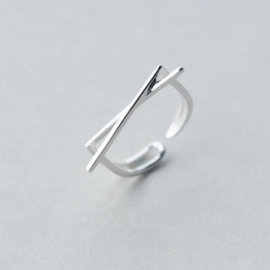Handmade Minimalist Overlap Bars Ring Gifts for Designers