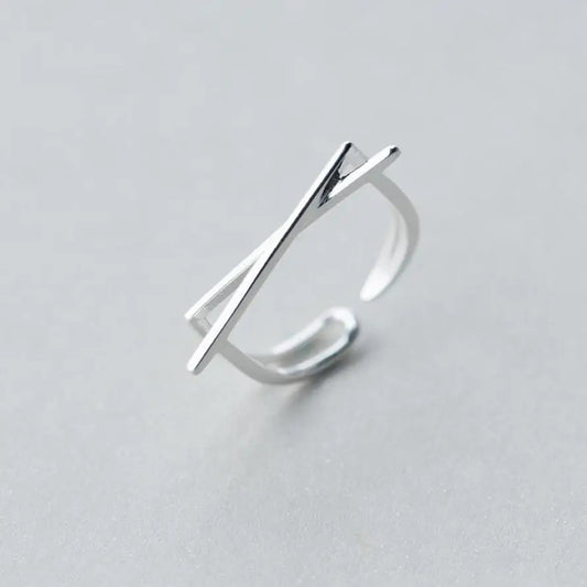 Handmade Minimalist Overlap Bars Ring Gifts for Designers