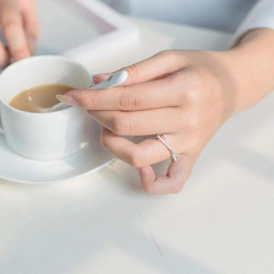 Handmade Minimalist Overlap Bars Ring Gifts for Designers