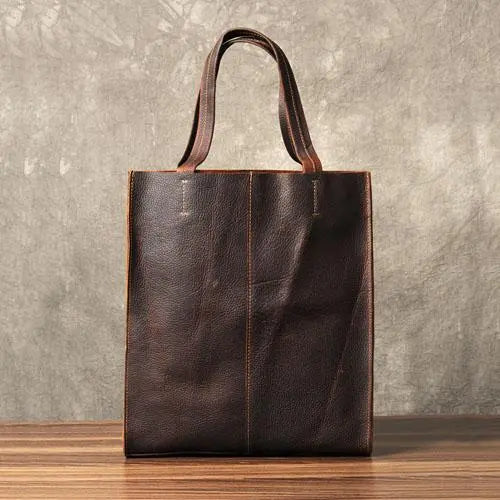 Vintage Crazy Horse Leather Handbag | Genuine Leather Tote Bag Gifts for Designers