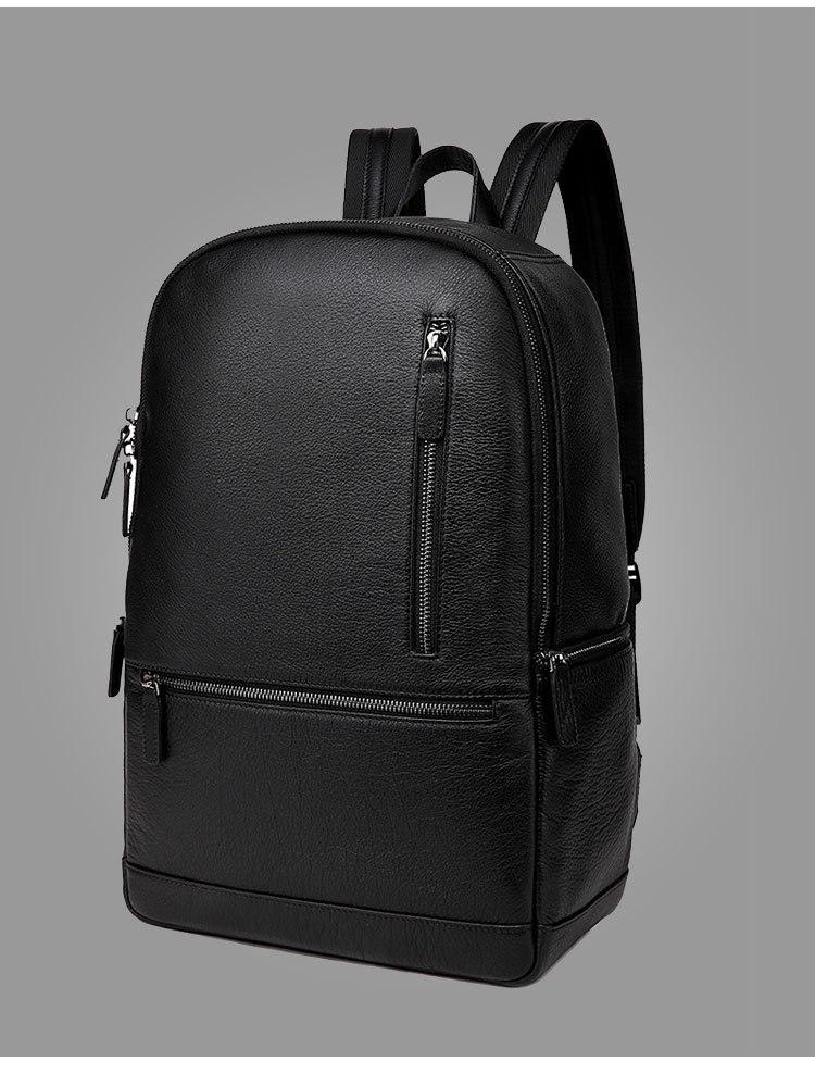 14" Black Minimal Backpack with Front Zipper