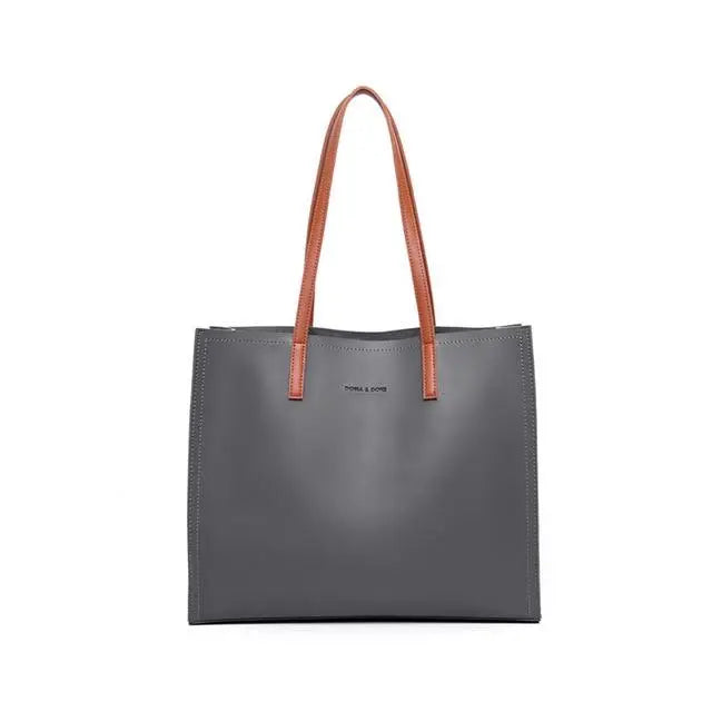 Minimalist Large Capacity Vegan Leather Tote Bag Gifts for Designers