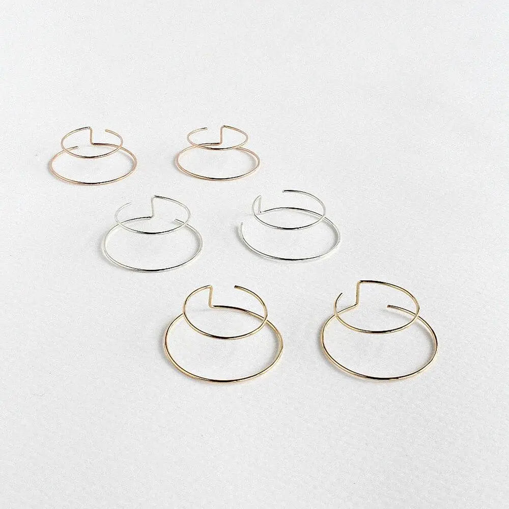 Handmade Minimalist Double Ring Earrings Gifts for Designers