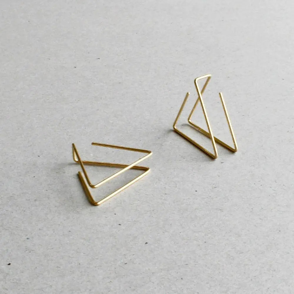 Handmade Minimalist Double Triangle Earrings Gifts for Designers