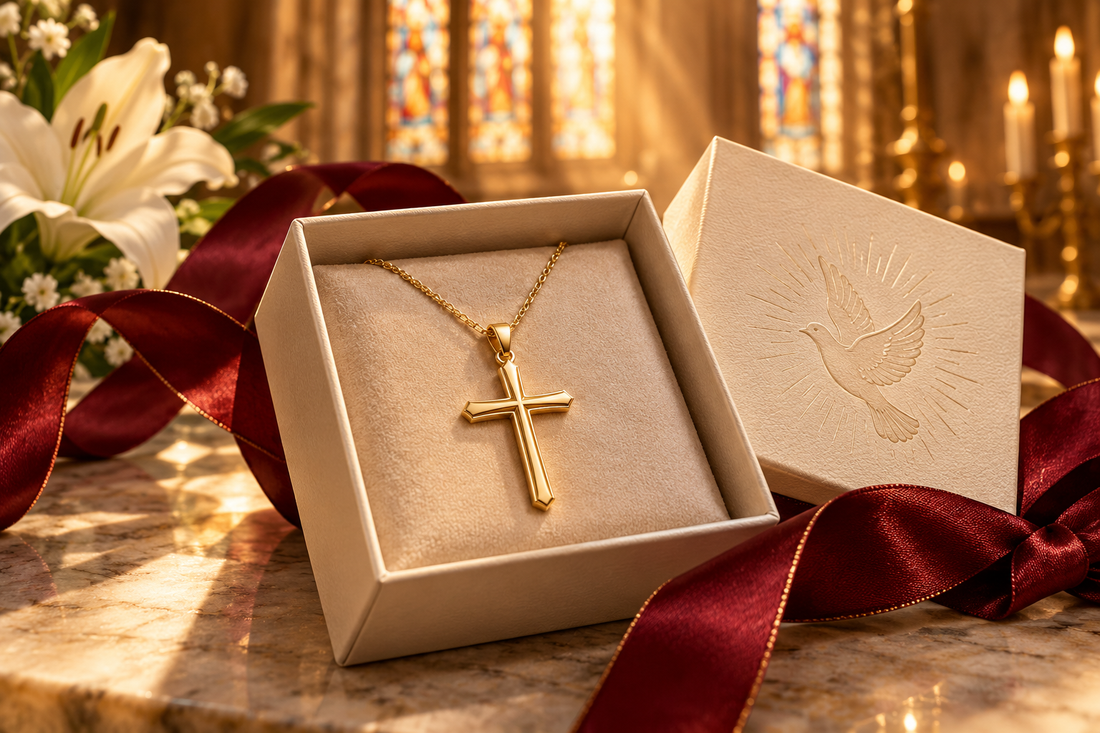 Cross necklace gift styled for confirmation