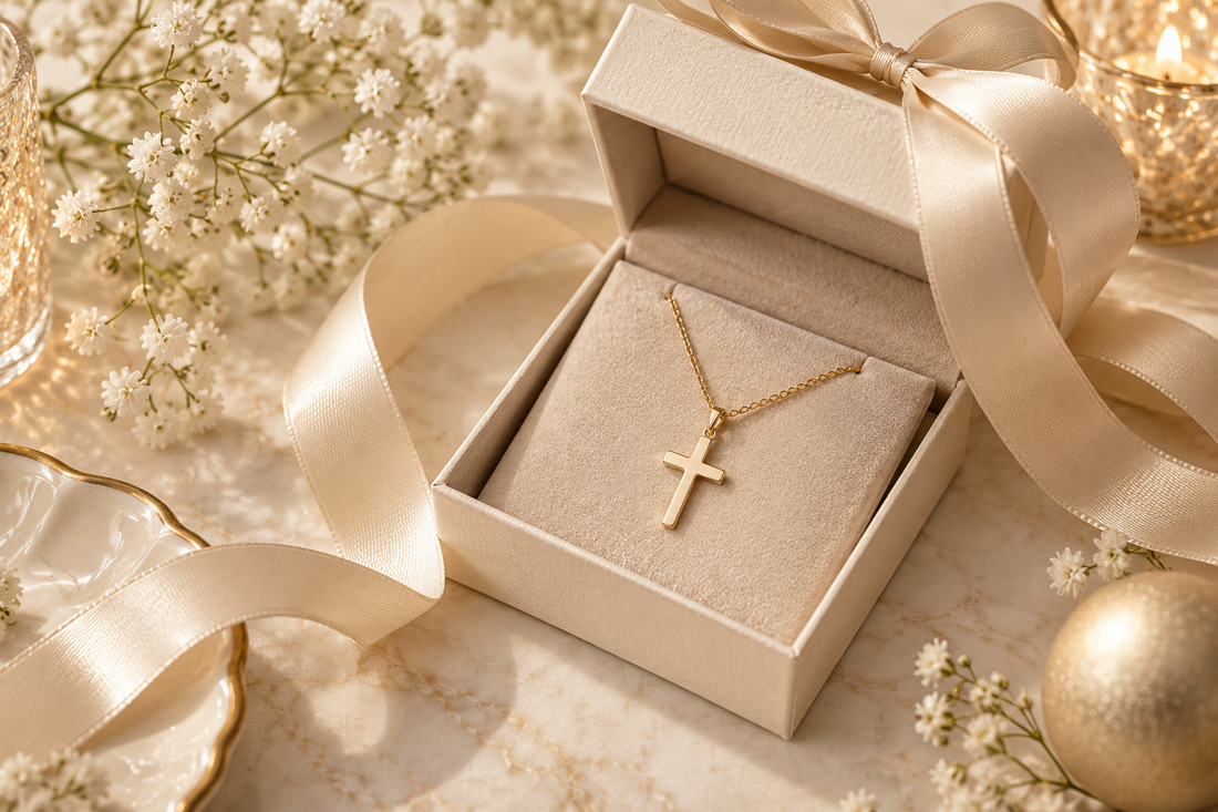 Cross necklace presented in an elegant gift box