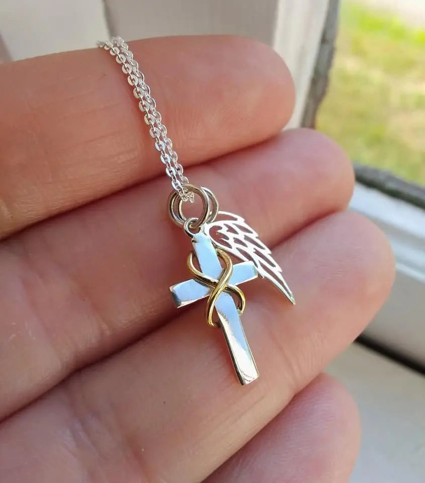 Cross Charm with Angel Wing Sterling Silver Necklace product buying guide