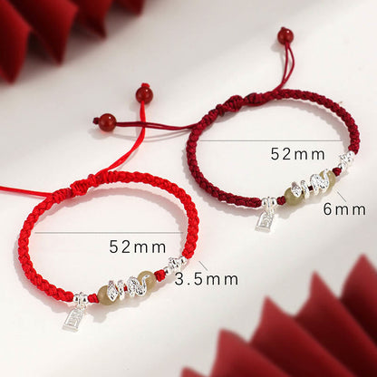 Bracelet tressé en jade Hetian de force protectrice, année du serpent