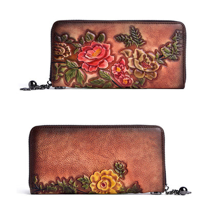 Sac à main en cuir imprimé fleurs rétro Bouddha Stones Journey Shopping Purse