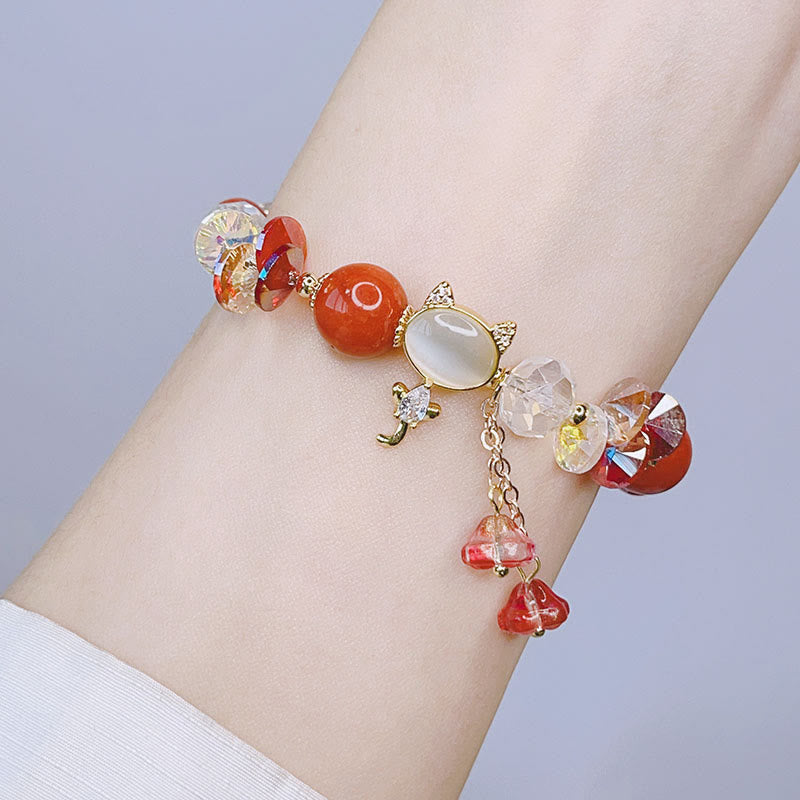 Bracelet de communication de guérison en cristal vert améthyste et cristal rouge pour chat 