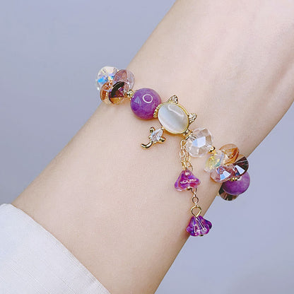 Bracelet de communication de guérison en cristal vert améthyste et cristal rouge pour chat 