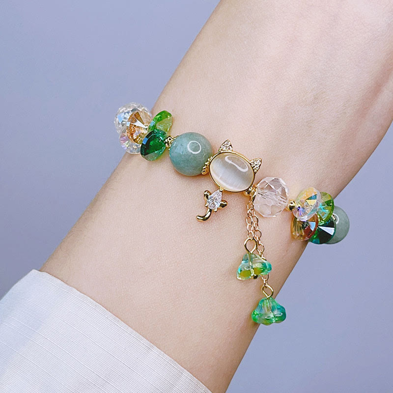 Bracelet de communication de guérison en cristal vert améthyste et cristal rouge pour chat 