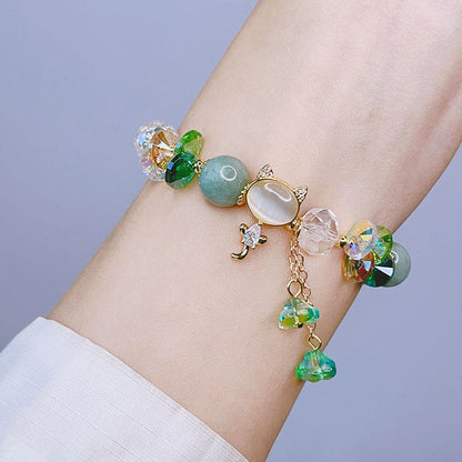 Bracelet de communication de guérison en cristal vert améthyste et cristal rouge pour chat 