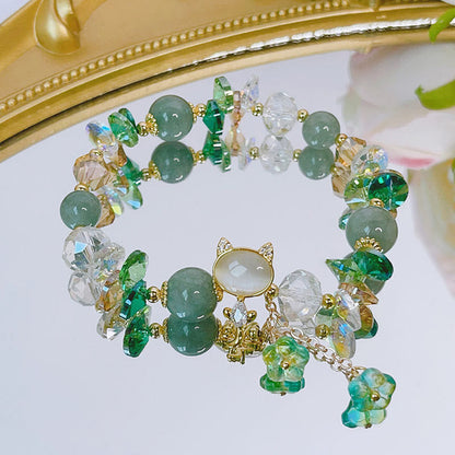 Bracelet de communication de guérison en cristal vert améthyste et cristal rouge pour chat 