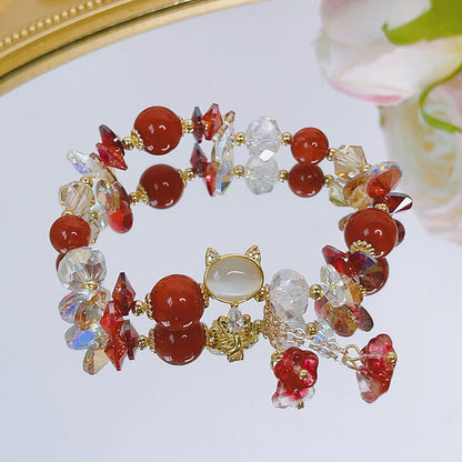 Bracelet de communication de guérison en cristal vert améthyste et cristal rouge pour chat 