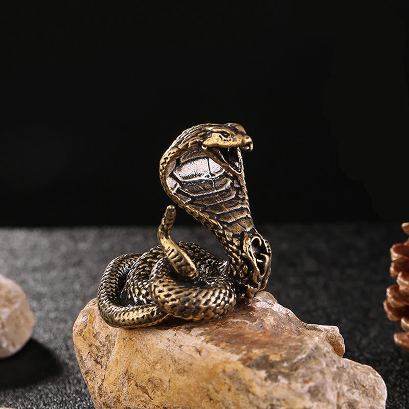 Force Puissance Mini Petit Année du Serpent Cobra Laiton Cuivre Décoration de la Maison 