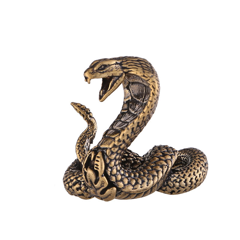 Force Puissance Mini Petit Année du Serpent Cobra Laiton Cuivre Décoration de la Maison 