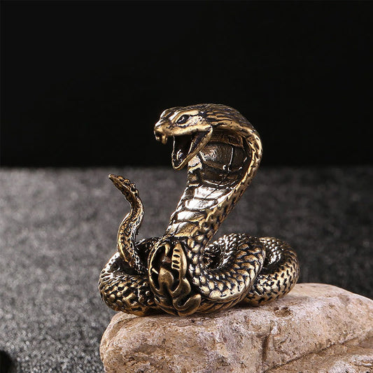 Force Puissance Mini Petit Année du Serpent Cobra Laiton Cuivre Décoration de la Maison 