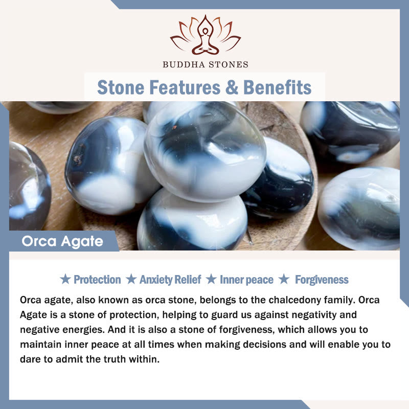 Bracelet de protection en agate orque et pierre de Bouddha