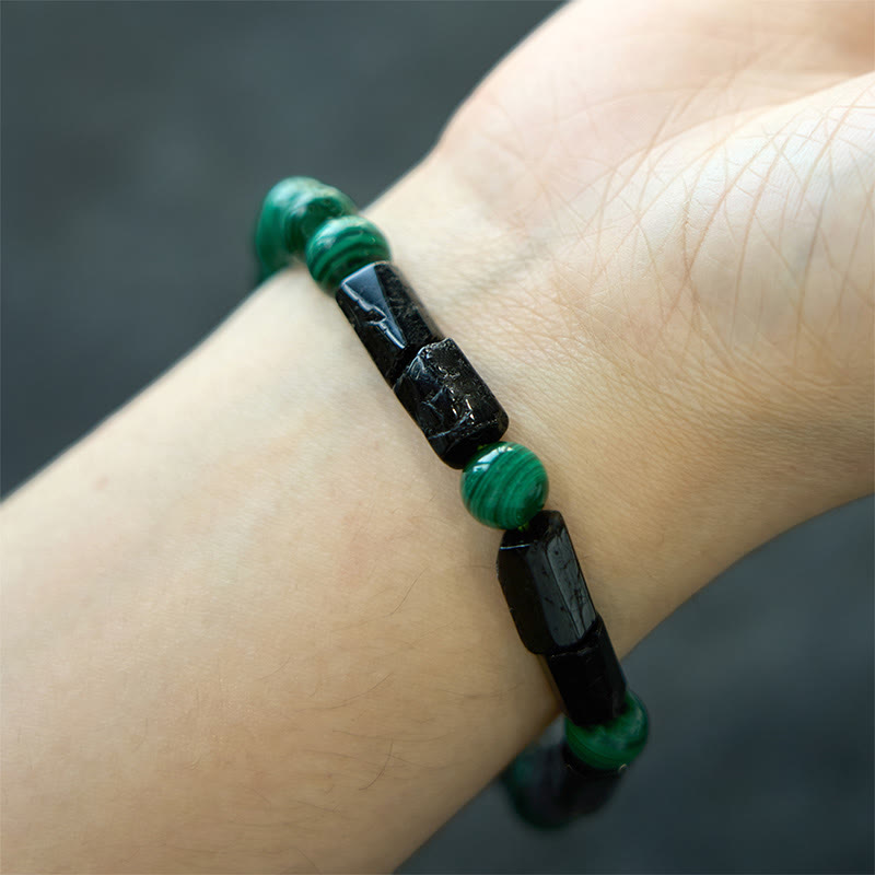 Bracelet Pureté en Malachite et Tourmaline Noire Buddha Stones 