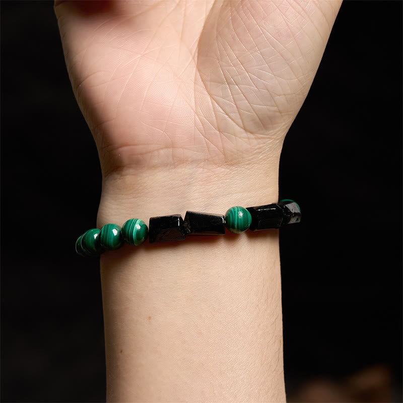 Bracelet Pureté en Malachite et Tourmaline Noire Buddha Stones 