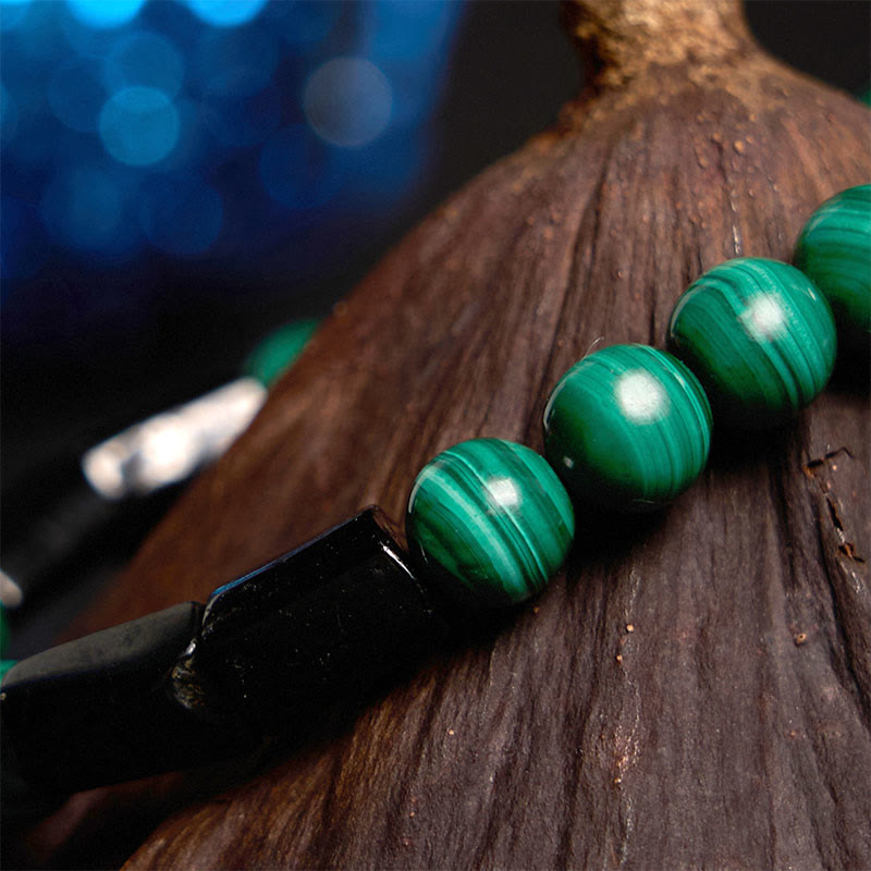 Bracelet Pureté en Malachite et Tourmaline Noire Buddha Stones 