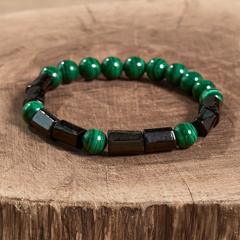 Bracelet Pureté en Malachite et Tourmaline Noire Buddha Stones 