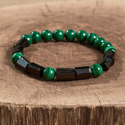 Bracelet Pureté en Malachite et Tourmaline Noire Buddha Stones 