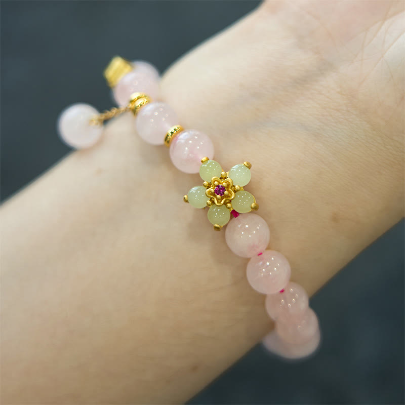 Soothing Self-acceptance Pink Crystal Citrine Flower Bracelet