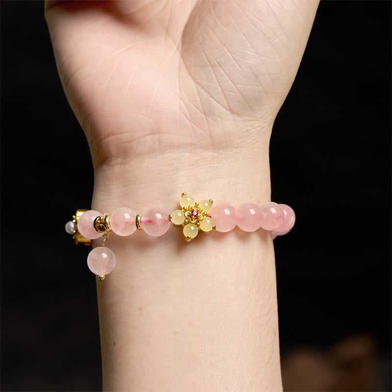 Soothing Self-acceptance Pink Crystal Citrine Flower Bracelet