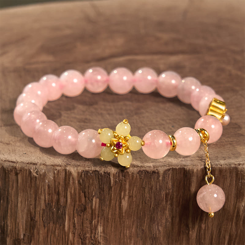 Soothing Self-acceptance Pink Crystal Citrine Flower Bracelet