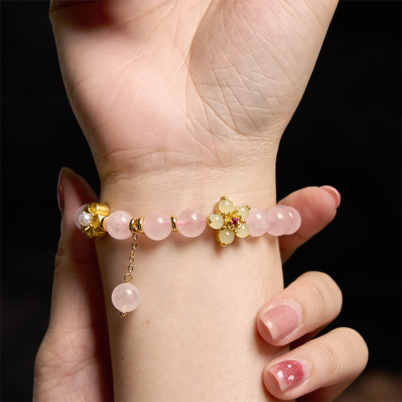 Soothing Self-acceptance Pink Crystal Citrine Flower Bracelet