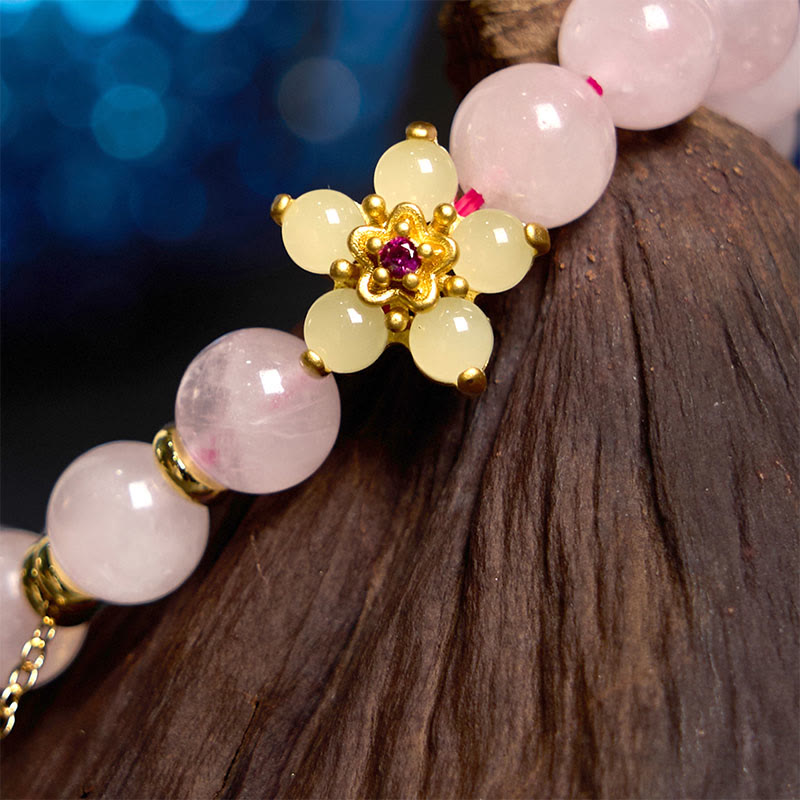 Soothing Self-acceptance Pink Crystal Citrine Flower Bracelet