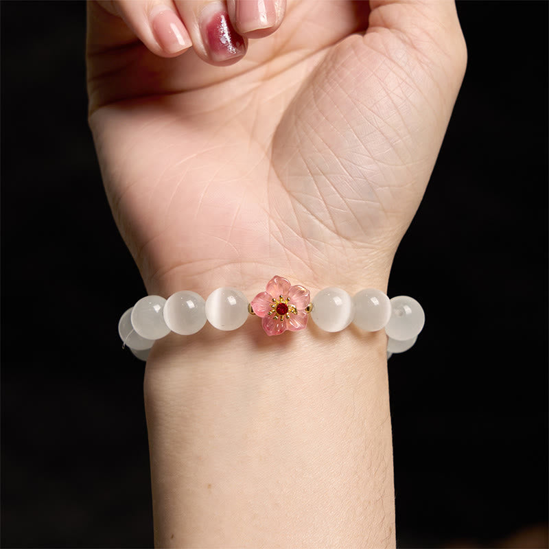 Support Peace Cat's Eye Chrysoberyl Flower Bracelet