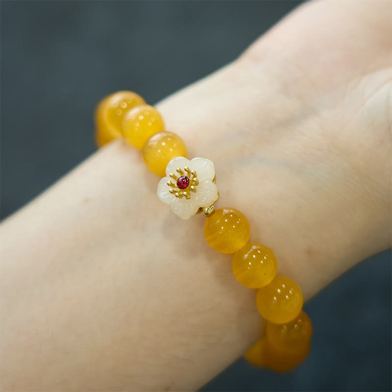 Support Peace Cat's Eye Chrysoberyl Flower Bracelet