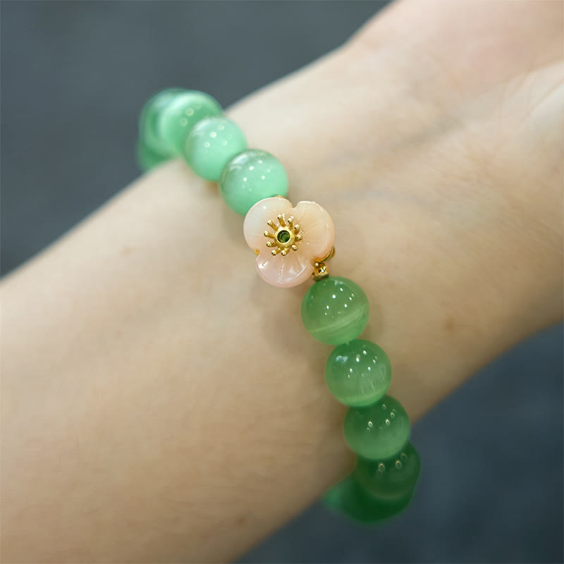 Support Peace Cat's Eye Chrysoberyl Flower Bracelet