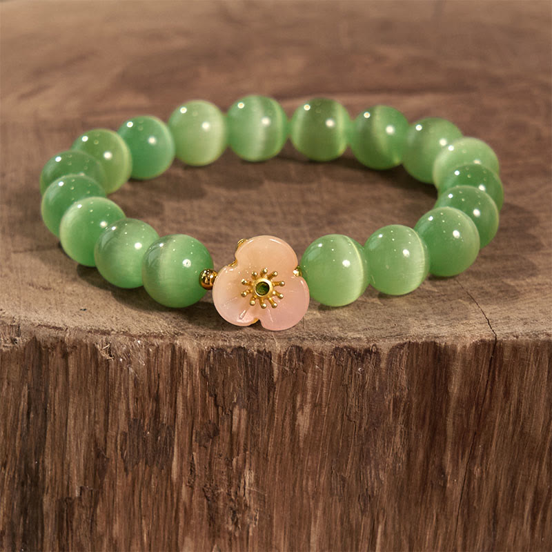 Support Peace Cat's Eye Chrysoberyl Flower Bracelet