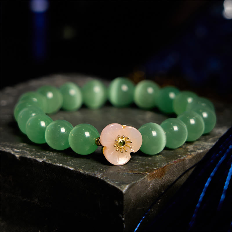 Support Peace Cat's Eye Chrysoberyl Flower Bracelet