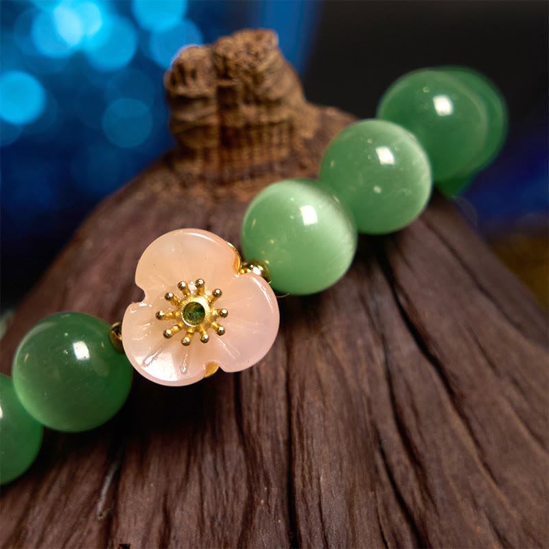 Support Peace Cat's Eye Chrysoberyl Flower Bracelet