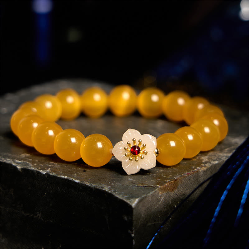 Support Peace Cat's Eye Chrysoberyl Flower Bracelet