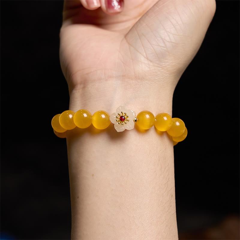 Support Peace Cat's Eye Chrysoberyl Flower Bracelet