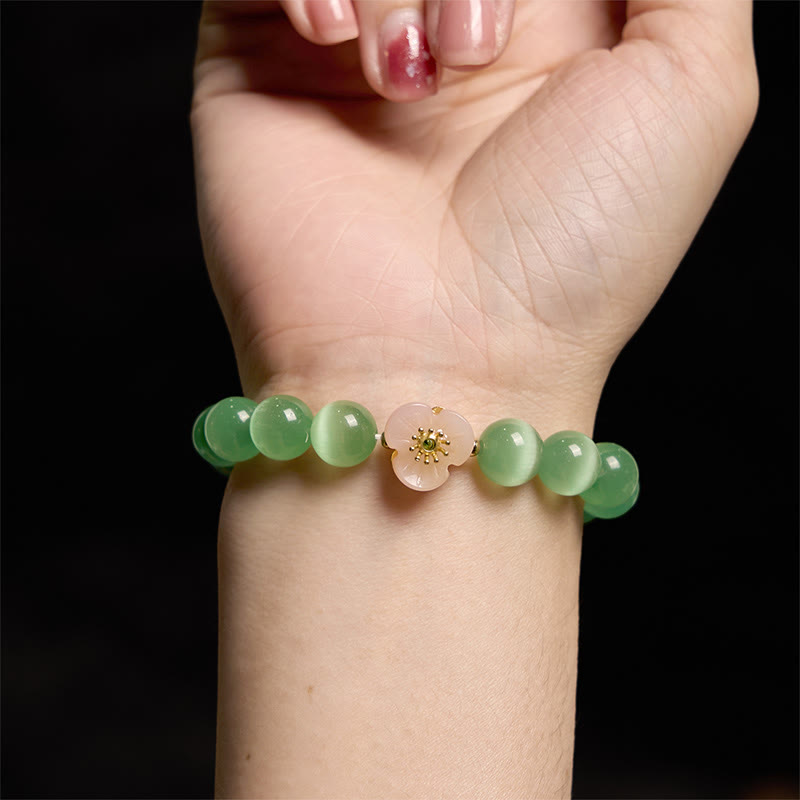 Support Peace Cat's Eye Chrysoberyl Flower Bracelet