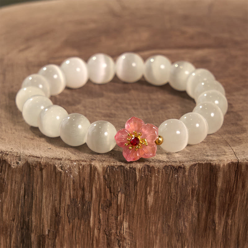 Support Peace Cat's Eye Chrysoberyl Flower Bracelet